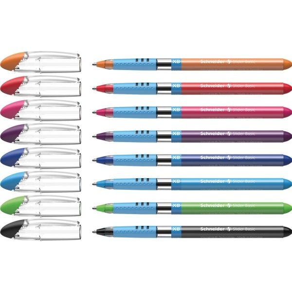 Slider Basic Ballpoint Pen, Stick, Extra-Bold 1.4 Mm, Assorted Ink And Barrel Colors, 8/Pack