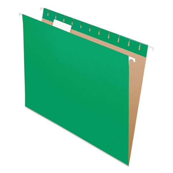 Pendaflex Colored Hanging Folders, Letter Size, 1/5-Cut Tabs, Bright Green, 25/Box