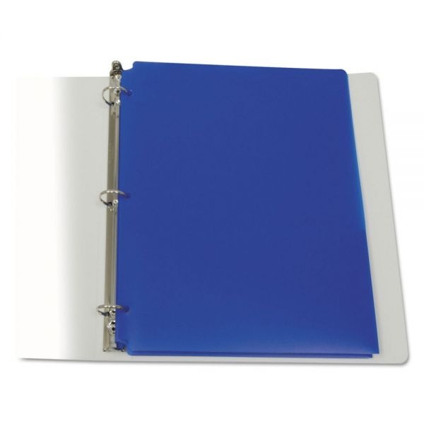 C-Line Two-Pocket Heavyweight Poly Portfolio Folder, 3-Hole Punch, 11 X 8.5, Blue, 25/Box