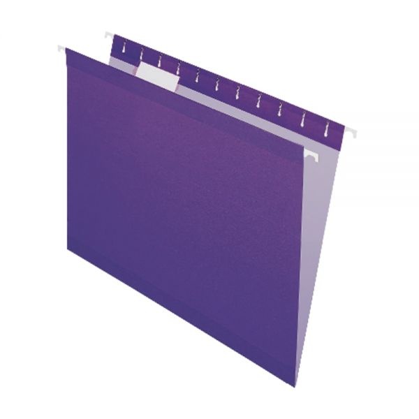 Hanging Folders, Letter Size, 1/5 Tab Cut, Violet, Box Of 25