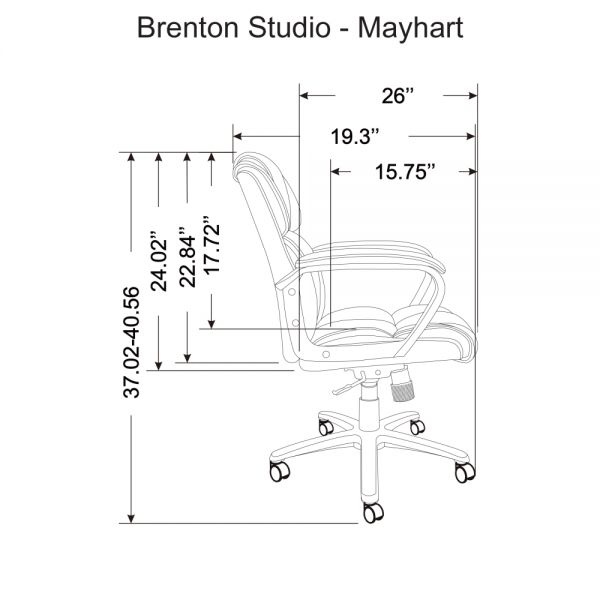 Brenton Studio Mayhart Vinyl Mid-Back Chair, Brown/Black