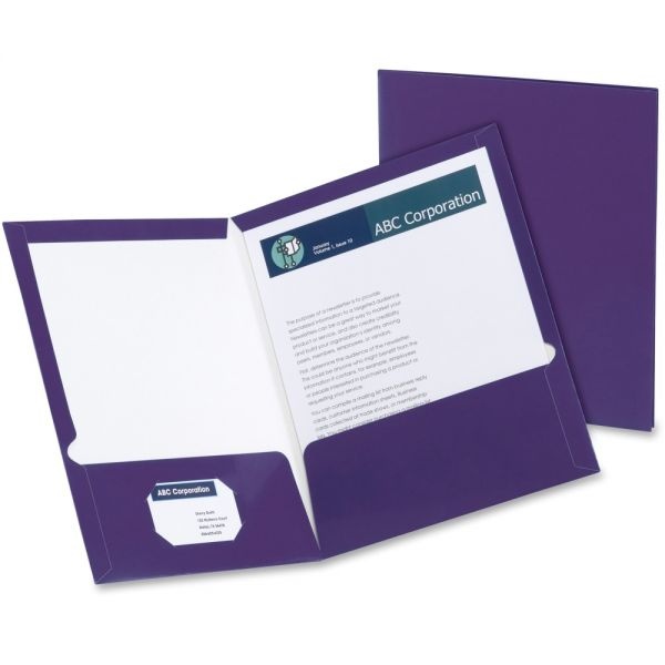 Oxford Laminated Twin-Pocket Folders, 8 1/2" X 11", Purple, Box Of 25