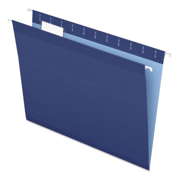 Pendaflex Colored Reinforced Hanging Folders, Letter Size, 1/5-Cut Tabs, Navy, 25/Box