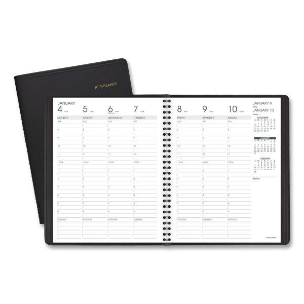 At-A-Glance Weekly Vertical-Column Appointment Book Ruled For Hourly Appointments, 8.75 X 7, Black Cover, 13-Month (Jan-Jan): 2024-2025