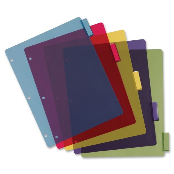 Cardinal Poly Index Dividers, 5-Tab, 11 X 8.5, Assorted, 4 Sets