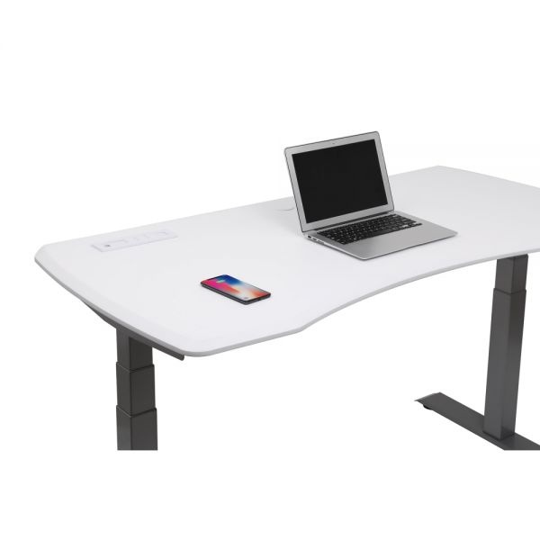 Workpro Electric 60"W Height-Adjustable Standing Desk With Wireless Charging, White