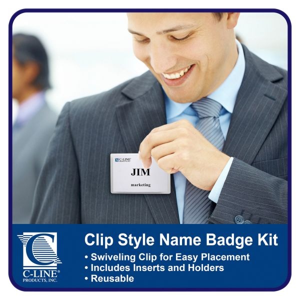 C-Line Sealed Clip Style Badge Holder Kit, Top Loading, 3" X 4"