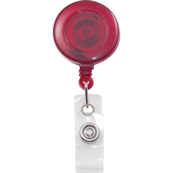 Advantus Translucent Retractable Id Card Reel With Snaps - Nylon, Metal - 12 / Pack - Translucent Red