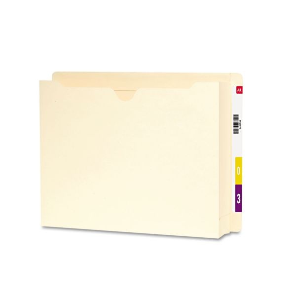 Smead Heavyweight End Tab File Jacket With 2" Expansion, Straight Tab, Letter Size, Manila, 25/Box