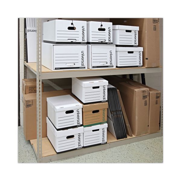 Universal Deluxe Quick Set-Up String-And-Button Boxes, Legal Files, White, 12/Carton
