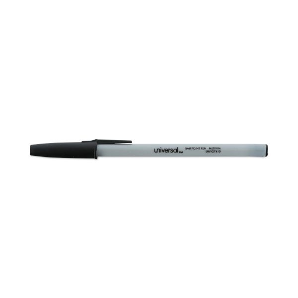 Ballpoint Pen, Stick, Medium 1 Mm, Black Ink, Gray/Black Barrel, Dozen