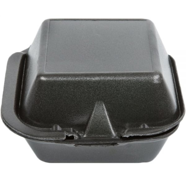 Genpak Harvest Pro Hp225 Hinged Sandwich Containers, 6" X 6", Black, Pack Of 400 Containers