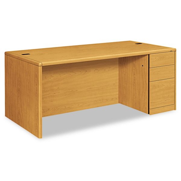 Hon 10700 Series Single Pedestal Desk With Full-Height Pedestal On Right, 72" X 36" X 29.5", Harvest