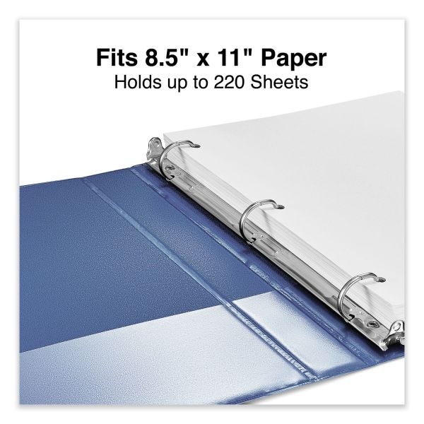 Universal Slant D-Ring View Binder, 3 Rings, 1" Capacity, 11 X 8.5, Navy Blue
