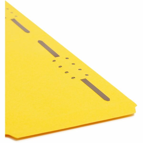 Smead Color Reinforced Tab Fastener Folders, Legal Size, 1/3 Cut, Yellow, Pack Of 50