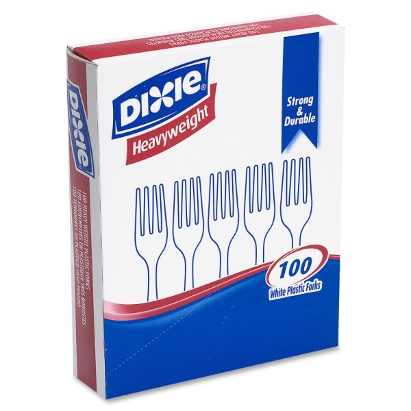 Dixie Heavyweight Utensils, Forks, White, Box Of 100 Forks