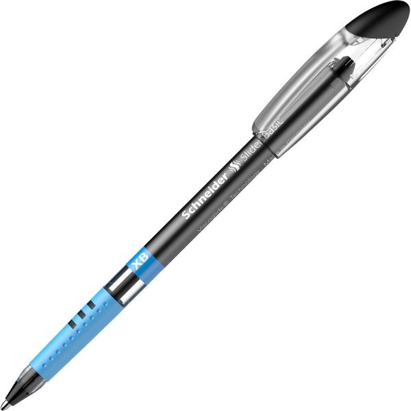 Slider Basic Ballpoint Pen, Stick, Extra-Bold 1.4 Mm, Black Ink, Black Barrel, 10/Box
