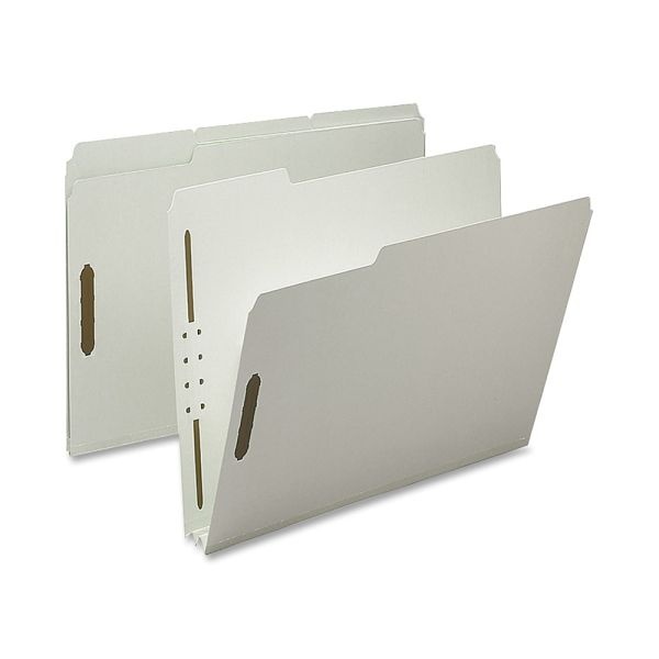 Nature Saver 1/3-Cut Pressboard Fastener Folders, Letter Size, 2" Expansion, 100% Recycled, Gray Green, Box Of 25