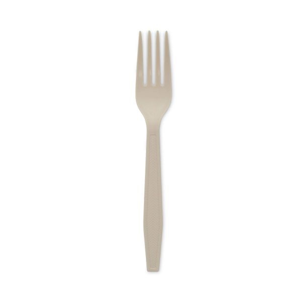 Pactiv Evergreen Earthchoice Psm Cutlery, Heavyweight, Fork, 6.88", Tan, 1,000/Carton