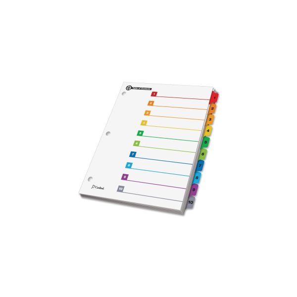 Cardinal Onestep 100% Recycled Printable Table Of Contents Dividers, 10-Tab, 1 To 10, 11 X 8.5, White, 1 Set