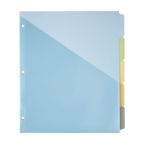 Single-Pocket Write-On Dividers, 5 Tab, 8 1/2" X 11", Assorted Colors