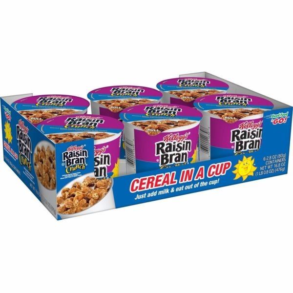 Kellogg's Breakfast Cereal, Raisin Bran Crunch, Single-Serve 2.8Oz Cup, 6/Box