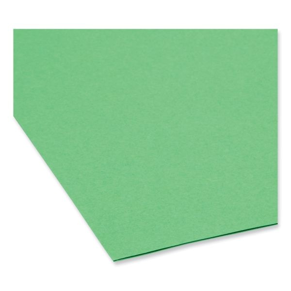 Smead Supertab Colored File Folders, 1/3-Cut Tabs: Assorted, Letter Size, 0.75" Expansion, 11-Pt Stock, Green, 100/Box