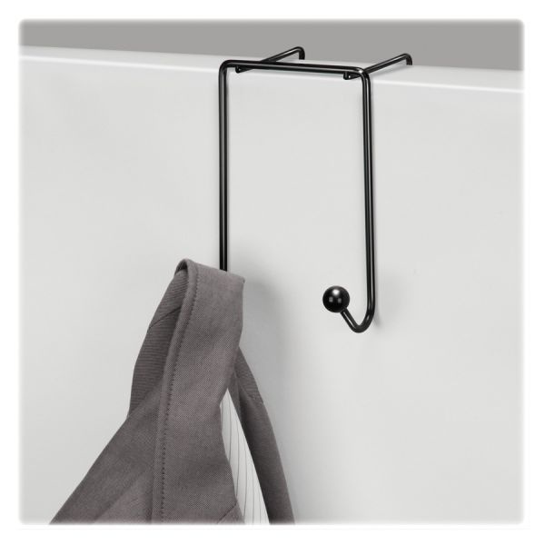 Fellowes Partition Additions Wire Double-Garment Hook, 4 X 5.13 X 6, Over-The Panel Mount, Black