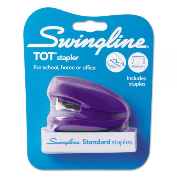 Swingline Tot Stapler, Built-In Staple Remover, 12 Sheets, Purple - 12 Sheets Capacity - 50 Staple Capacity - Mini - 1/4" Staple Size - Purple