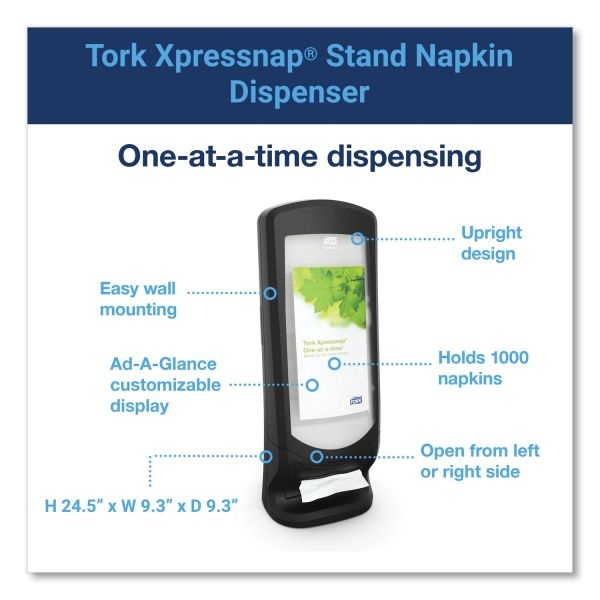 Tork Xpressnap Stand Napkin Dispenser, 9.25 X 9.25 X 24.5, Black