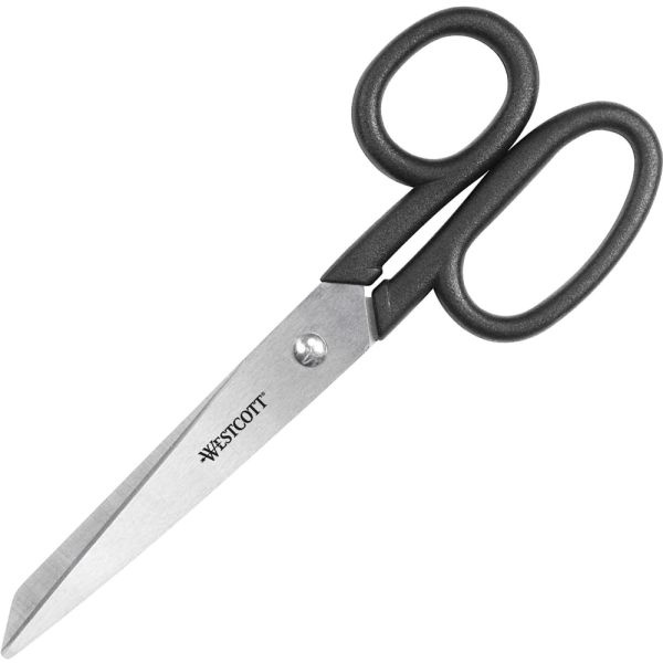 Westcott All Purpose Kleencut 7" Straight Scissors - 3.31" Cutting Length - 7" Overall Length - Stainless Steel - Straight Tip - Black - 1 Each
