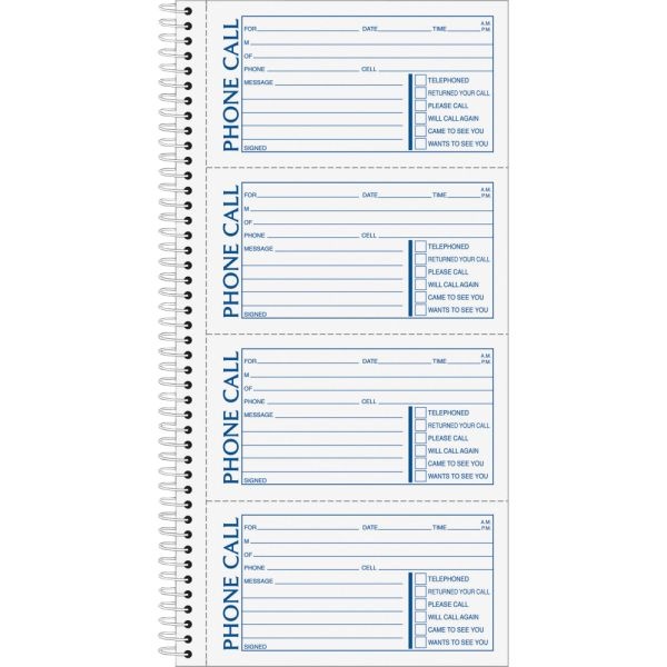 Tops Carbonless While You Were Out Book, 5 1/2" X 11", 60% Recycled, Assorted Sheets, Blue/Red