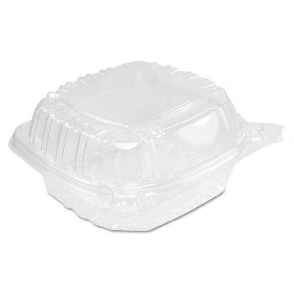 Dart Clearseal Hinged-Lid Plastic Containers, Sandwich Container, 13.8 Oz, 5.4 X 5.3 X 2.6, Clear, Plastic, 500/Carton