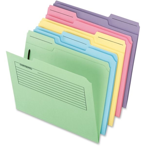 Pendaflex Printed Notes Folders With 1 Fastener, 1/3 Cut, Letter Size, Assorted Colors (No Color Choice), Pack Of 30