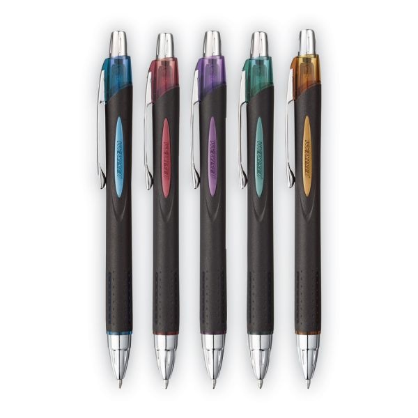 Uniball Jetstream Retractable Hybrid Gel Pen, 1 Mm, Assorted Ink And Barrel Colors, 5/Pack