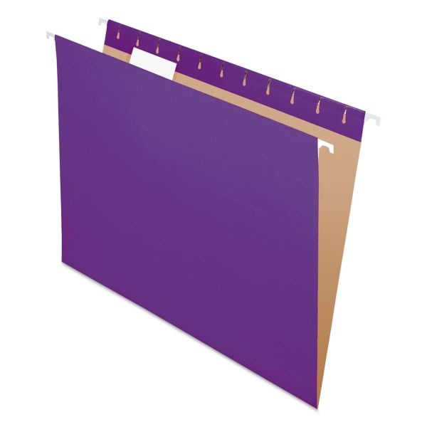 Pendaflex Colored Hanging Folders, Letter Size, 1/5-Cut Tabs, Violet, 25/Box
