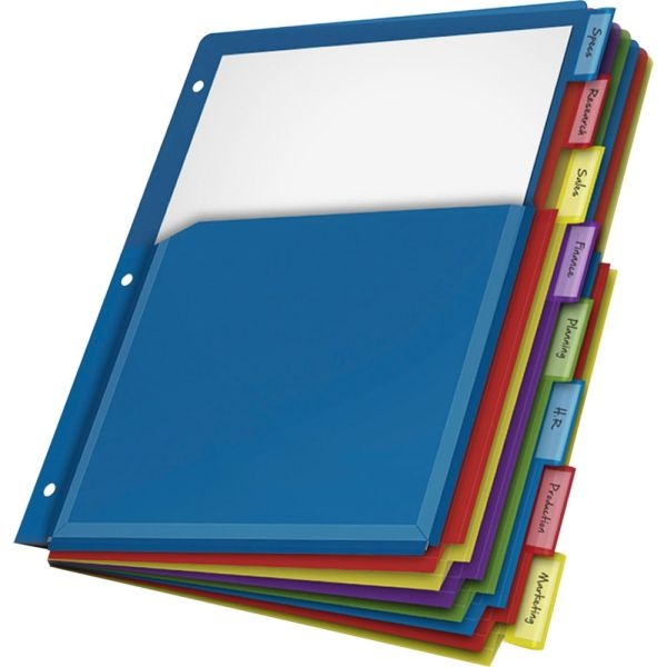 Expanding Index Dividers, 8 Tabs, Assorted, Pack Of 8