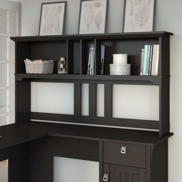 Bush Furniture Salinas 60W Hutch For L Shaped Desk In Vintage Black