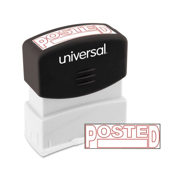 Universal Pre-Inked Message Stamp, Posted, 1 11/16" X 9/16" Impression, Red