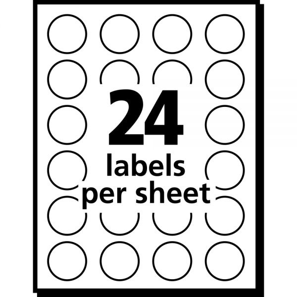 Avery Printable Self-Adhesive Removable Color-Coding Labels, 0.75" Dia., Neon Green, 24/Sheet, 42 Sheets/Pack, (5468)