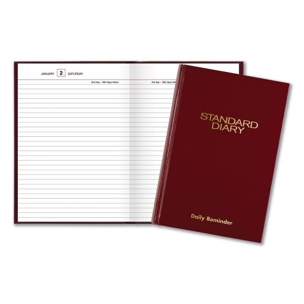 AtAGlance Standard Diary Daily Reminder Book, 2024 Edition, Medium/College Rule, Red Cover