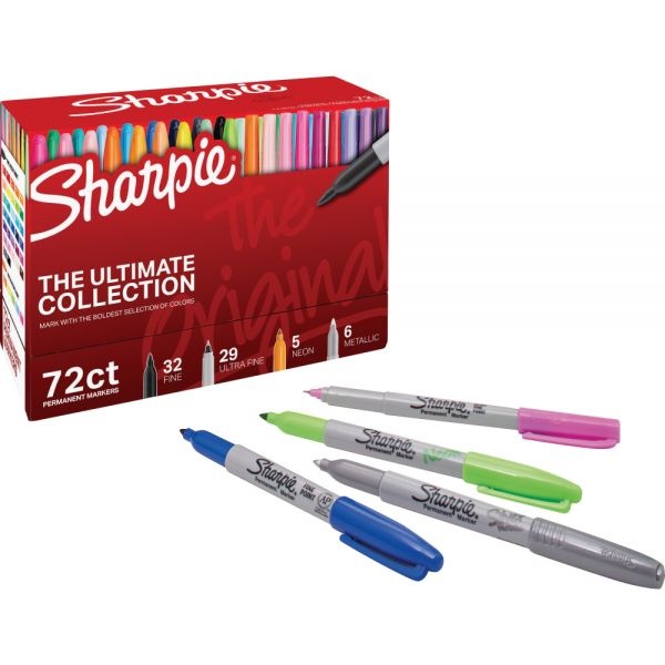 Sharpie Permanent Markers Ultimate Collection Value Pack, Assorted Bullet Tips, Assorted Colors, 72/Set
