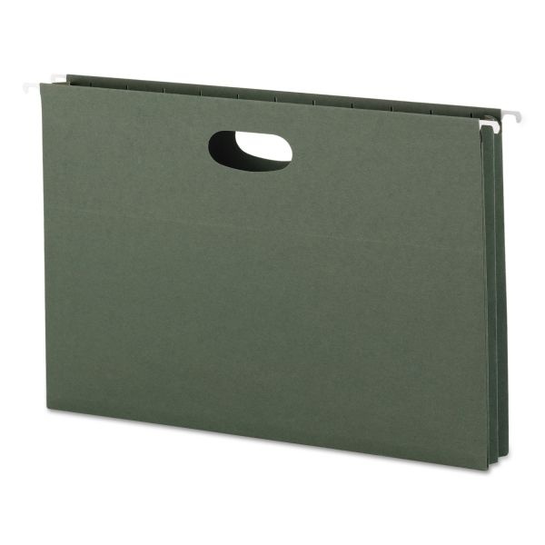 Smead Hanging Pockets With Full-Height Gusset, 1 Section, 1.75" Capacity, Legal Size, Standard Green, 25/Box