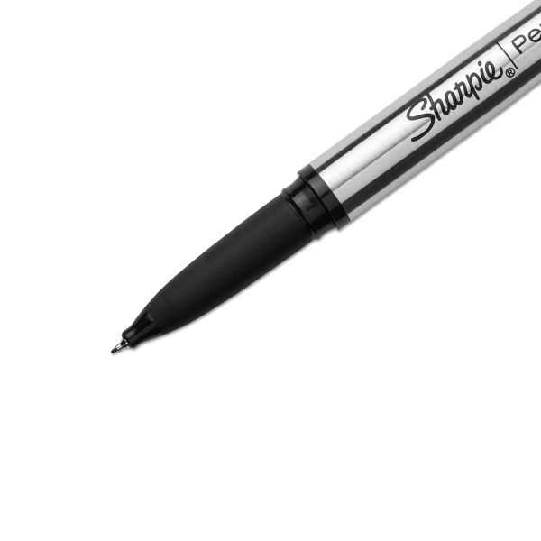 Sharpie Stainless Steel Porous Point Pen, Stick, Fine 0.5 Mm, Black Ink, Brushed Silver Barrel