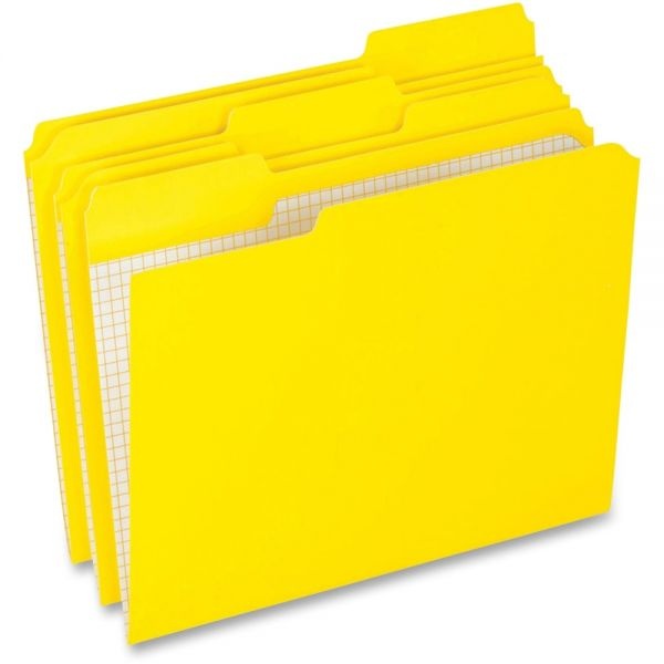 Pendaflex Double-Ply Reinforced Top Tab Colored File Folders, 1/3-Cut Tabs: Assorted, Letter Size, 0.75" Expansion, Yellow, 100/Box