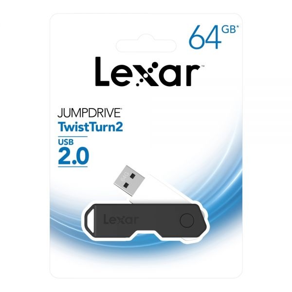 Lexar Jumpdrive Twistturn2 Usb 2.0 Flash Drive, 64Gb, Black, Ljdtt2-64Gabnabk