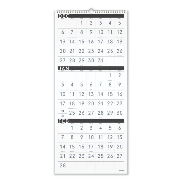 At-A-Glance Three-Month Reference Wall Calendar, Contemporary Artwork/Formatting, 12 X 27, White Sheets, 15-Month (Dec-Feb): 2023 To 2025