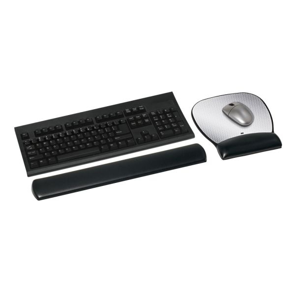 3M Antimicrobial Gel Large Mouse Pad With Wrist Rest, 9.25 X 8.75, Black