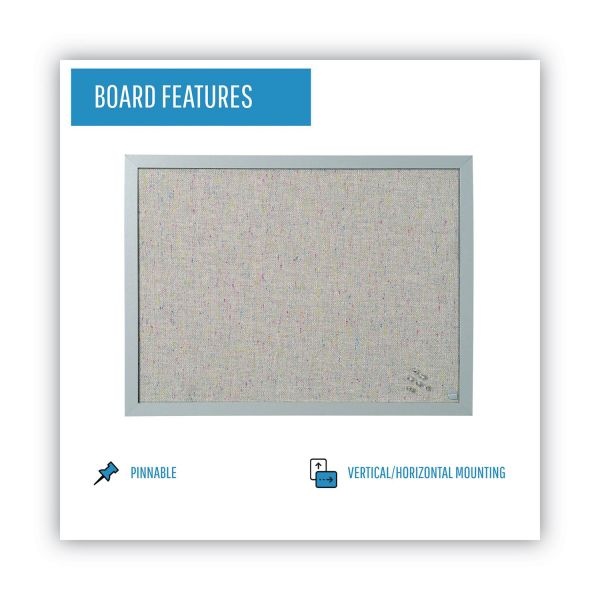 Mastervision Designer Fabric Bulletin Board, 24X18, Gray Fabric/Gray Frame
