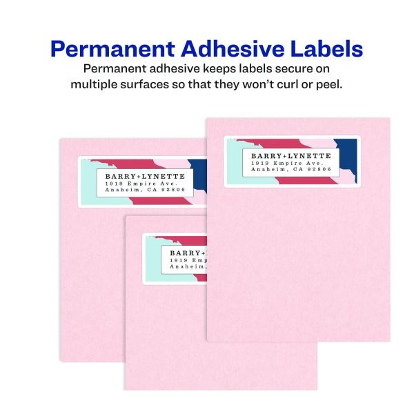 Avery Address Labels With Sure Feed And Easy Peel Technology, 6526, Rectangle, 1" X 2-5/8", Glossy White, Pack Of 750